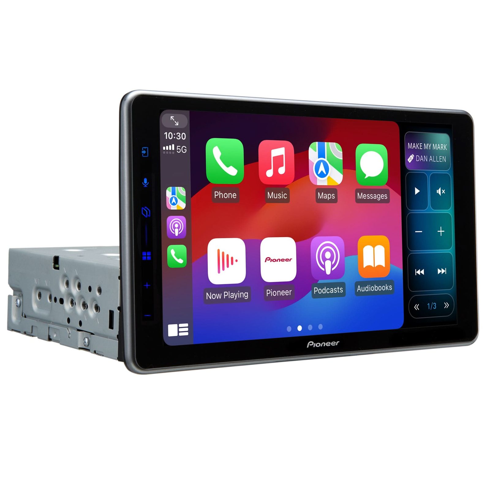 Pioneer DMH-WT5000NEX 9-inch floating screen, three-quarter view