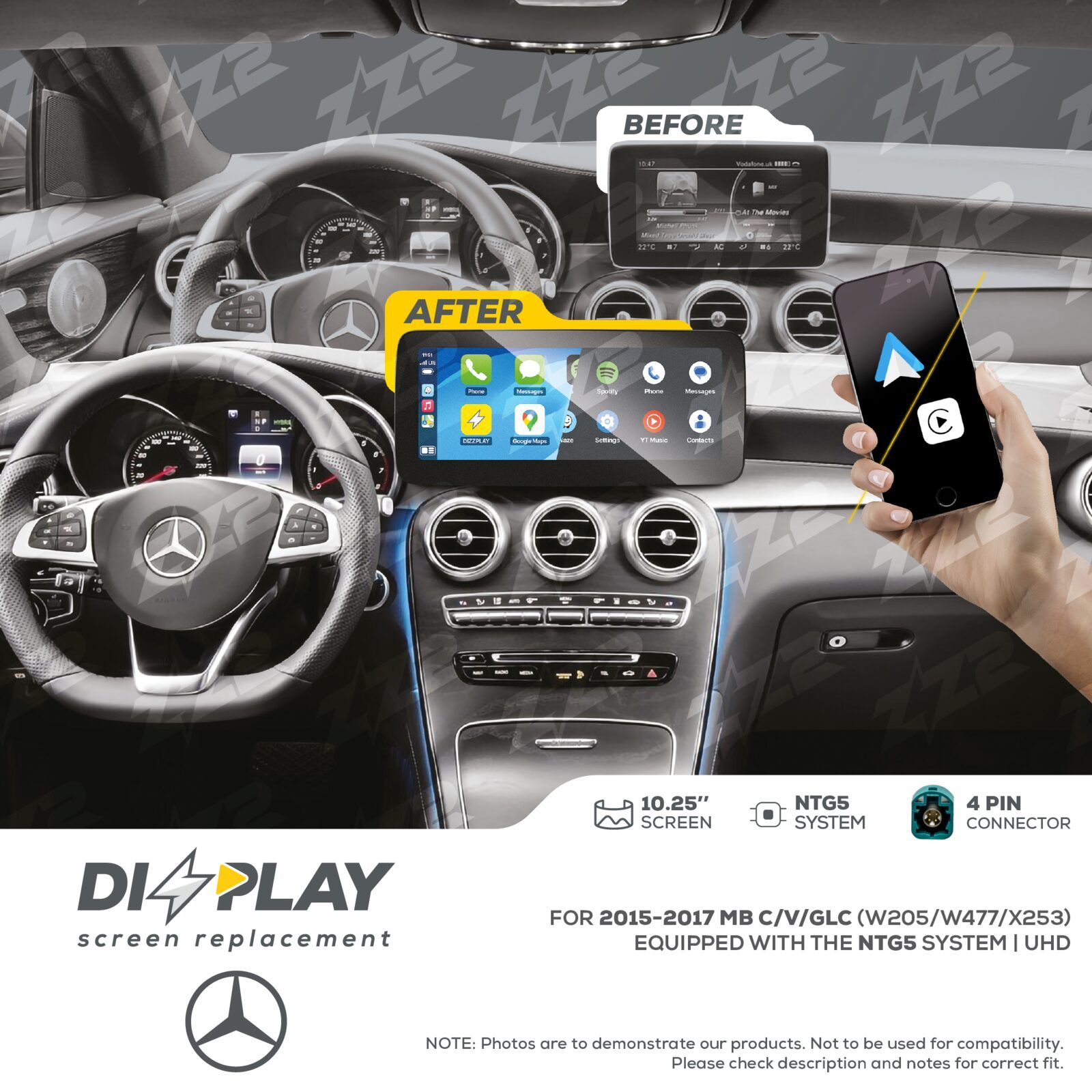 ZZ-2 DIZZPLAY Mercedes-Benz C / V / GLC 2015-2019 NTG5